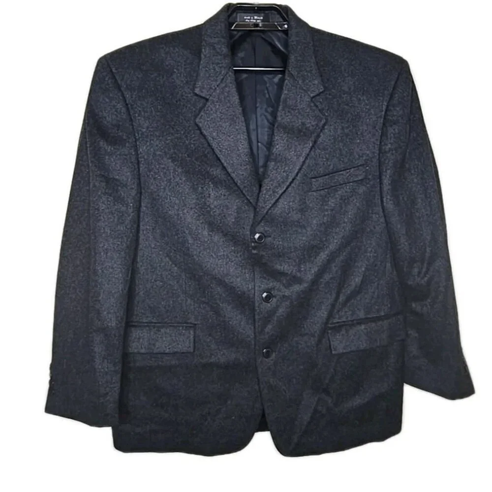 Andrew Fezza Men's 100% Cashmere Sport Jacket Coat Blazer Flannel Soft Size 44R